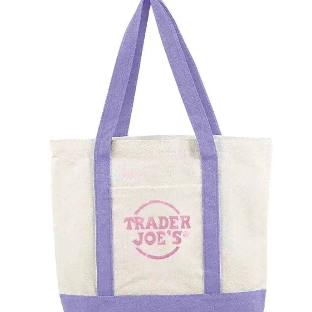 Trader Joe’s LARGE Lavender and Cream Canvas Tote